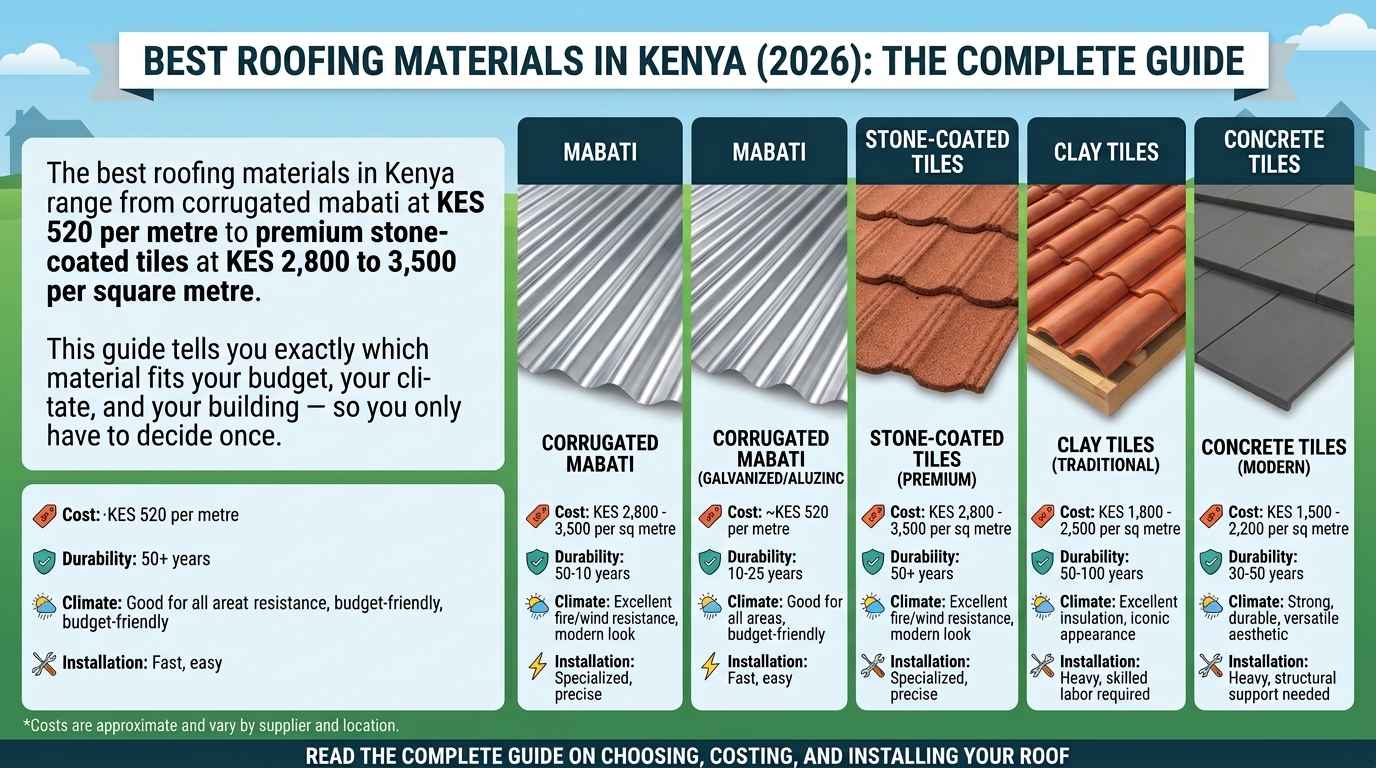 Roofing materials for different Kenyan climates - coastal, highland, arid, and urban